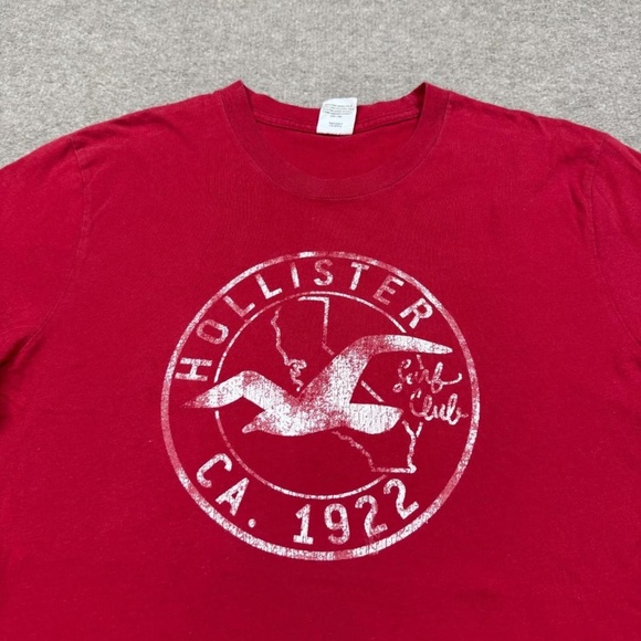 Vintage Hollister T Shirt Men's Size L Red Short Sleeve Crew Neck Y2K Tee - Picture 2 of 7